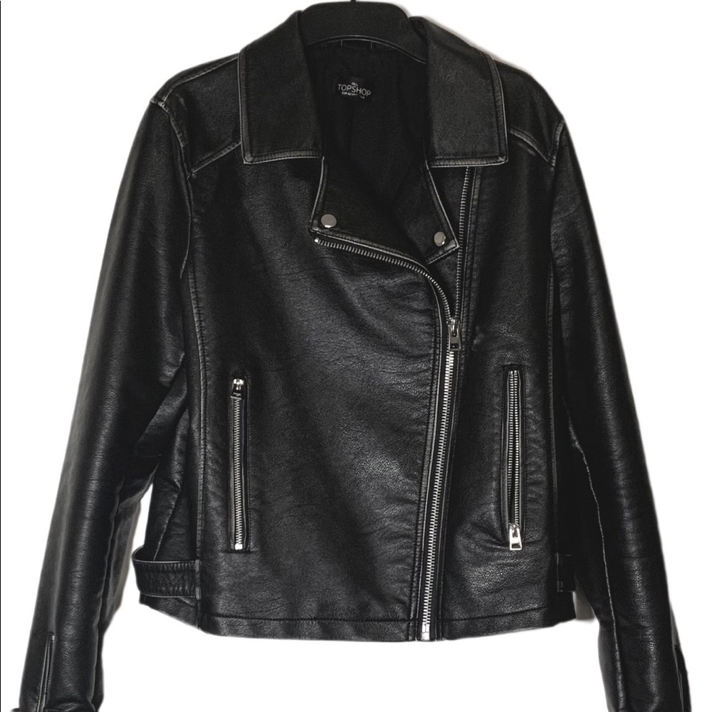 Topshop Faux Leather Motorcycle Jacket